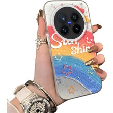 HONTINGA Vivo X200 Pro ile Uyumlu Kılıf Silikon Kenar Sert Arka Kamera Koruyucu Basitlik Anti Düşme Kamera Sevgili Çift Kılıf Gökkuşağı Kılıf Desen Couple Telefon Kılıfı K1-1779