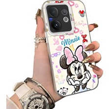 HONTINGA Vivo V60 5g ile Uyumlu Kılıf Silikon Kenar Sert Arka Kamera Koruyucu Basitlik Anti Düşme Kamera Sevgili Çift Kılıf Minnie Kılıf Desen Couple Telefon Kılıfı K1-1780