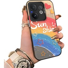 HONTINGA Vivo V60 5g ile Uyumlu Kılıf Silikon Kenar Sert Arka Kamera Koruyucu Basitlik Anti Düşme Kamera Sevgili Çift Kılıf Gökkuşağı Kılıf Desen Couple Telefon Kılıfı K1-1779
