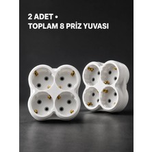 Marsilyan Duvar Tipi 4 Çıkışlı Priz Çoğaltıcı Kablosuz Kompakt Tasarım 2 Adet