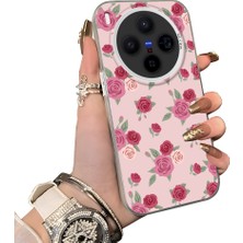HONTINGA Vivo X300 ile Uyumlu Kılıf Silikon Kenar Sert Arka Kamera Koruyucu Basitlik Anti Düşme Kamera Sevgili Çift Kılıf Çiçekli Kılıf Desen Couple Telefon Kılıfı K1-1777