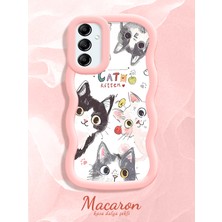 HONTINGA Samsung Galaxy A14 Uyumlu Kılıf Düşüme Önleyici Basitlik Anti Düşme Kamera Koruyucu Basit Pembe Yumuşak Silikon Sevgili Çift Telefon Kılıfı Kedili Kılıf Desen K9-0350