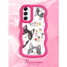 HONTINGA Samsung Galaxy A24 Uyumlu Kılıf Düşüme Önleyici Basitlik Anti Düşme Kamera Koruyucu Basit Kırmızı Yumuşak Silikon Sevgili Çift Telefon Kılıfı Kedili Kılıf Desen K9-0350
