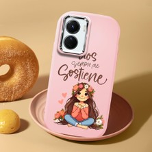 HONTINGA Vivo Y02S ile Uyumlu Kılıf Kamera Korumalı Düşüme Önleyici Kamera Koruyucu Pembe Yumuşak Silikon Sevgili Çift Telefon Kılıfı Kız Kılıf Desenli K4-0499