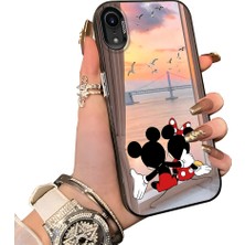 HONTINGA iPhone Xr ile Uyumlu Kılıf Silikon Kenar Sert Arka Kamera Koruyucu Basitlik Anti Düşme Kamera Sevgili Çift Kılıf Mickey Kılıf Desen Couple Telefon Kılıfı K1-1781