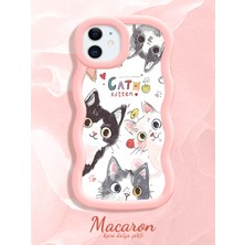 HONTINGA iPhone 12 Uyumlu Kılıf Düşüme Önleyici Basitlik Anti Düşme Kamera Koruyucu Basit Pembe Yumuşak Silikon Sevgili Çift Telefon Kılıfı Kedili Kılıf Desen K9-0350