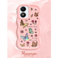 HONTINGA Vivo Y02S Uyumlu Kılıf Düşüme Önleyici Basitlik Anti Düşme Kamera Koruyucu Basit Pembe Yumuşak Silikon Sevgili Çift Telefon Kılıfı Kelebek Desen K9-0348