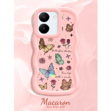 HONTINGA Vivo Y27S Uyumlu Kılıf Düşüme Önleyici Basitlik Anti Düşme Kamera Koruyucu Basit Pembe Yumuşak Silikon Sevgili Çift Telefon Kılıfı Kelebek Desen K9-0348