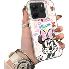 HONTINGA Xiaomi Redmi Note 14 ile Uyumlu Kılıf Silikon Kenar Sert Arka Kamera Koruyucu Basitlik Anti Düşme Kamera Sevgili Çift Kılıf Minnie Kılıf Desen Couple Telefon Kılıfı K1-1780