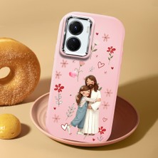 HONTINGA Vivo Y02S ile Uyumlu Kılıf Kamera Korumalı Düşüme Önleyici Kamera Koruyucu Pembe Yumuşak Silikon Sevgili Çift Telefon Kılıfı Kız Kılıf Desenli K4-0501
