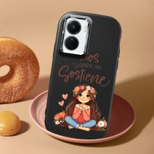 HONTINGA Vivo Y02S ile Uyumlu Kılıf Kamera Korumalı Düşüme Önleyici Kamera Koruyucu Siyah Yumuşak Silikon Sevgili Çift Telefon Kılıfı Kız Kılıf Desenli K4-0499