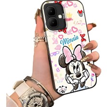 HONTINGA Infinix Smart 10 ile Uyumlu Kılıf Silikon Kenar Sert Arka Kamera Koruyucu Basitlik Anti Düşme Kamera Sevgili Çift Kılıf Minnie Kılıf Desen Couple Telefon Kılıfı K1-1780