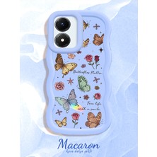 HONTINGA Vivo Y02S Uyumlu Kılıf Düşüme Önleyici Basitlik Anti Düşme Kamera Koruyucu Basit Mavi Yumuşak Silikon Sevgili Çift Telefon Kılıfı Kelebek Desen K9-0348