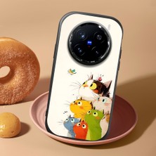 HONTINGA Vivo X200 Pro ile Uyumlu Kılıf Kamera Korumalı Düşüme Önleyici Kamera Koruyucu Siyah Yumuşak Silikon Sevgili Çift Telefon Kılıfı Kedili Kılıf Desenli K4-0497