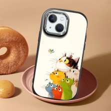HONTINGA iPhone 13 Mini ile Uyumlu Kılıf Kamera Korumalı Düşüme Önleyici Kamera Koruyucu Siyah Yumuşak Silikon Sevgili Çift Telefon Kılıfı Kedili Kılıf Desenli K4-0497