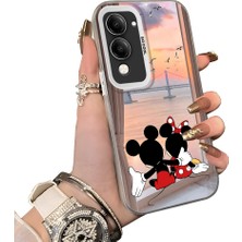 HONTINGA Vivo Y29S ile Uyumlu Kılıf Silikon Kenar Sert Arka Kamera Koruyucu Basitlik Anti Düşme Kamera Sevgili Çift Kılıf Mickey Kılıf Desen Couple Telefon Kılıfı K1-1781