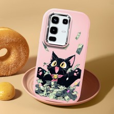 HONTINGA Infinix Note 50 Pro ile Uyumlu Kılıf Kamera Korumalı Düşüme Önleyici Kamera Koruyucu Pembe Yumuşak Silikon Sevgili Çift Telefon Kılıfı Kedili Kılıf Desenli K4-0498