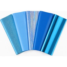 Goldpix Mavi Tekstil Baskı Folyosu 5'li Set 25X30 cm - 5 Farklı Dokulu Isı Transfer Folyosu