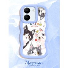 HONTINGA Vivo Y27S Uyumlu Kılıf Düşüme Önleyici Basitlik Anti Düşme Kamera Koruyucu Basit Mavi Yumuşak Silikon Sevgili Çift Telefon Kılıfı Kedili Kılıf Desen K9-0350