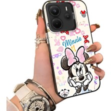 HONTINGA Xiaomi Redmi Note 14 ile Uyumlu Kılıf Silikon Kenar Sert Arka Kamera Koruyucu Basitlik Anti Düşme Kamera Sevgili Çift Kılıf Minnie Kılıf Desen Couple Telefon Kılıfı K1-1780