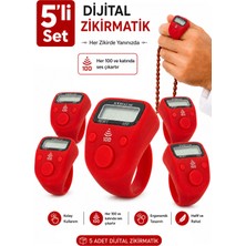 İhvan Online 5 Adet Işıklı Parmak Zikirmatik Yüzük - LED Aydınlatmalı Dijital Sayaç 5li Ekonomik Set -  Kırmızı