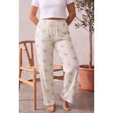 Farya Home Büyük Beden Pamuklu Desenli Yüksek Bel Pijama Altı Pantolon