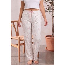 Farya Home Büyük Beden Pamuklu Desenli Yüksek Bel Pijama Altı Pantolon