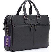 ABESS Lüks Hakiki Dana Derisi Evrak Çantası - Premium Gerçek Deri Laptop Çantası - Siyah (A5096S)