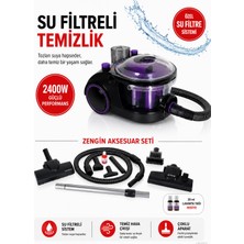 Arnica 2400 Watt  Yüksek Performanslı Su Filtreli Turbo Başlıklı Süpürge, Teleskopik Boru, Parke ve Sert Zemin Başlığı