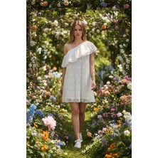 3638 Official Store Petal Kiss Tek Omuzlu Dantel Elbise S