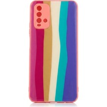 Camkapak Aksesuar Redmi 9 T  Çok  Renkli Arkası Cam 1 Kılıf Modeli