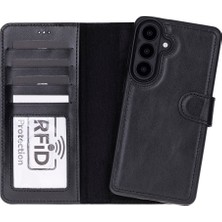 BloominBag Monte Noir Black Samsung Galaxy S26 (6.3") Hakiki Deri Çıkarılabilir Cüzdanlı Telefon Kılıfı