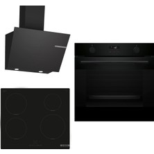 Bosch Indüksiyon Ocaklı Siyah 3 Lü Ankastre Set 642 ( HUA736EA0T - PUE611BB5E - DWK66PJ60T ) - Buhar Destekli - 3D Fry Hava ile Kızartma