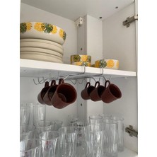 Edora Home 2 Adet - 10 Kancalı Fincan Askısı, Dolap Içi Kahve Fincan Askı Gümüş