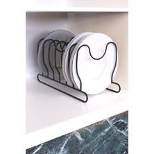 Edora Home Metal Krom Tava Ve Tencere Kapağı Düzenleyici, Metal Kesme Tahtası, Tencere Kapağı Düzenleyici SİYAH