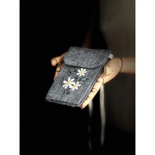 Ggart Handmade Meadov Nakış Işlemeli Keten Telefon Çantası, Telefon Kılıfı V9