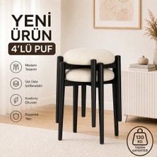 Evdera Mobilya Zümra 2li Puf Tabure Bench Makyaj Sandalyesi Siyah Ayak