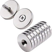 Eco Lounge 50 Adet 25X10/5X5,5 mm Neodyum Mıknatıs Havşa Delikli Magnet Vida Atılabilir N35 Nikel Paslanmaz