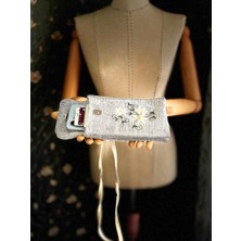 Ggart Handmade Meadov Nakış Işlemeli Keten Telefon Çantası, Telefon Kılıfı V24