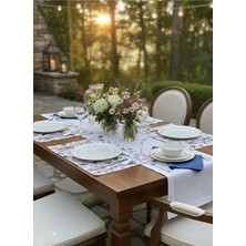 White Alamode Leke Tutmaz Dijital Baskılı Nakış Efektli Kuş Desenli 30X40 cm 4 Lü Amerikan Servis