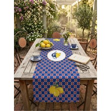 White Alamode Lacivert Limonlu Desenli Runner