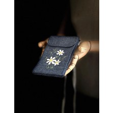Ggart Handmade Meadov Nakış Işlemeli Keten Telefon Çantası, Telefon Kılıfı V1