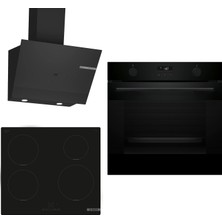 Bosch Indüksiyon Ocaklı Siyah 3 Lü Ankastre Set 643 ( HUA736EA0T - PUE611BB5E - DWK67PJ60T ) - Buhar Destekli - 3D Fry Hava ile Kızartma