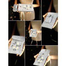 Ggart Handmade Meadov Nakış Işlemeli Keten Telefon Çantası, Telefon Kılıfı V16