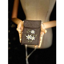 Ggart Handmade Meadov Nakış Işlemeli Keten Telefon Çantası, Telefon Kılıfı V46