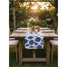 White Alamode Leke Tutmaz Dijital Baskılı Marin Line 40X140 cm Runner