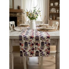 White Alamode Dijital Baskılı Leke Tutmaz Nakış Efektli Çiçekli Italyan Evleri 40 x 140 Runner