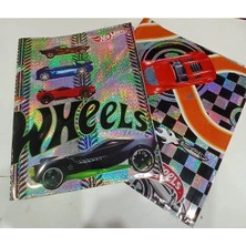 Abka Hotwheels Simli  Geçmeli Plastik Hazır A4 Boy Defter Kabı 2 Li  (Kitap Için Kullanılmaz)