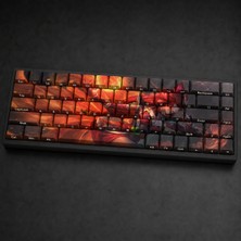 Belirtilmemiş Özel Lol Foxfire Ahri 68 Tuş Pbt Cherry Profil Boya Süblimasyon Yan Gravürlü Mekanik Klavye Keycaps Seti