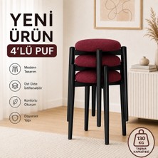 Evdera Mobilya Zümra 3lü Puf Tabure Bench Makyaj Sandalyesi Siyah Ayak
